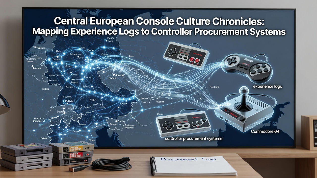 Central European gamers reviewing console experience logs on digital platforms with controller options displayed