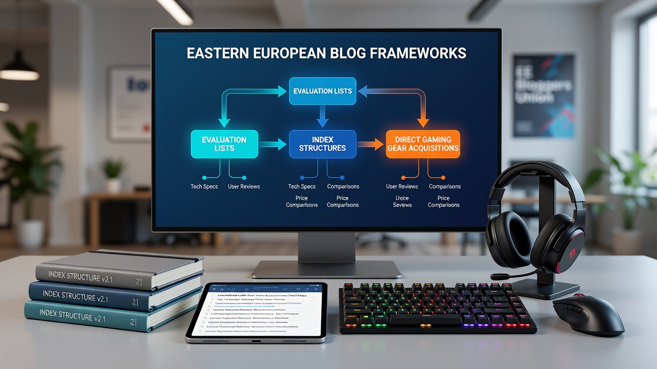 Eastern European gaming blog interface showing index structures that connect game evaluation lists to hardware acquisition pages