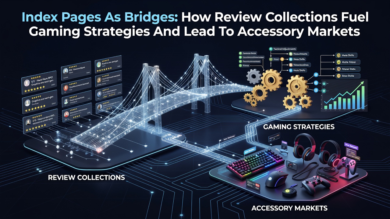 Players browsing index pages that bridge game reviews with accessory shopping options