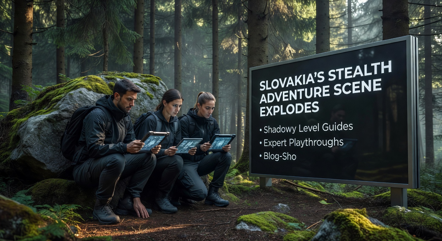 Expert streamer performs a tense no-detection stealth sequence in a Slovak-developed adventure game, with HUD elements showing patrol routes and gadget inventory