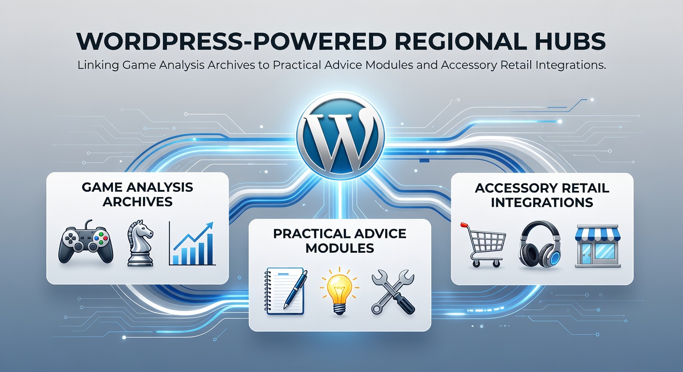 WordPress dashboard displaying integrated game analysis archives and retail modules